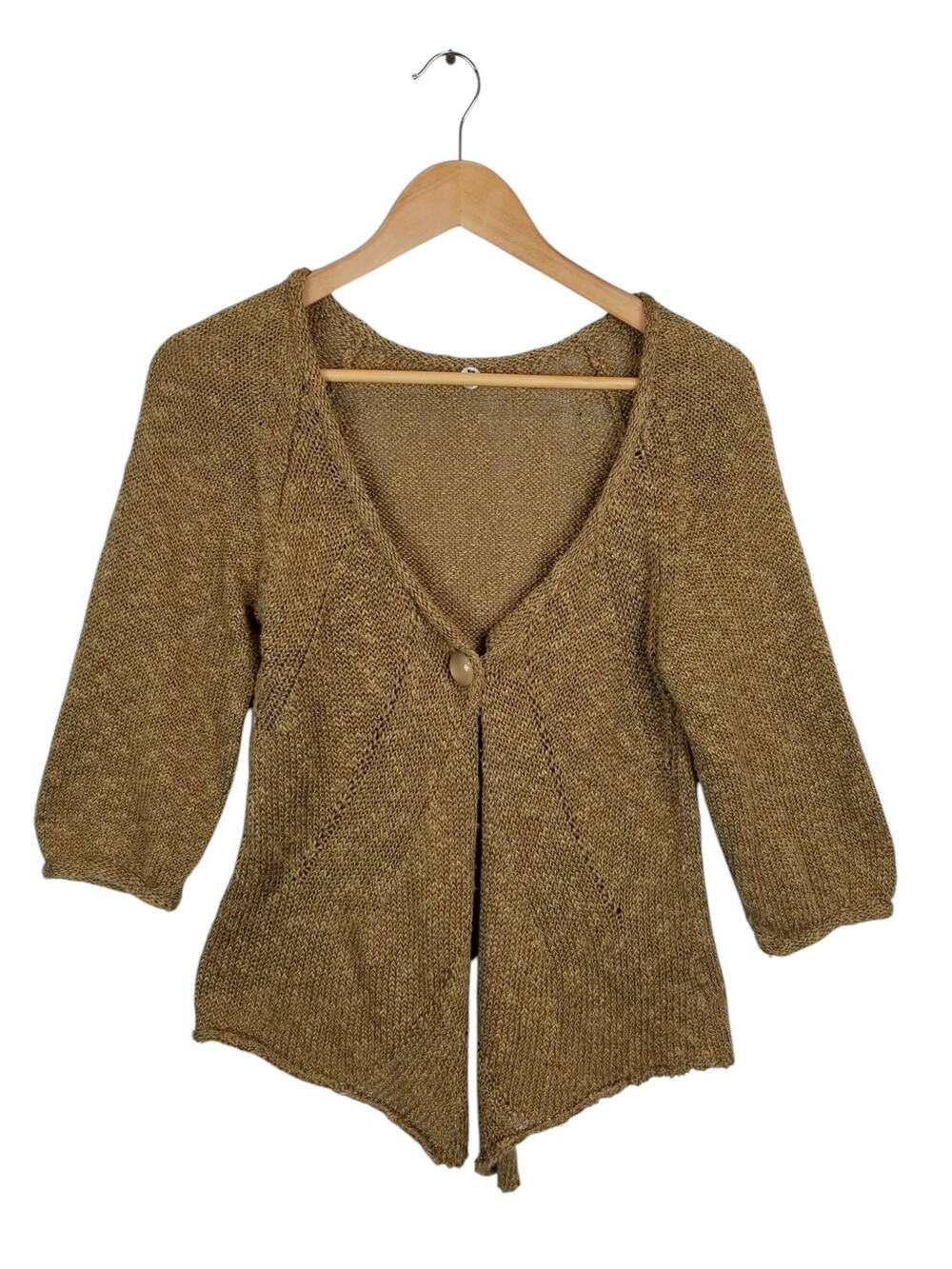 Margaret O'Leary Olive Green Asymmetrical Draped Front Hem Cardigan Medium